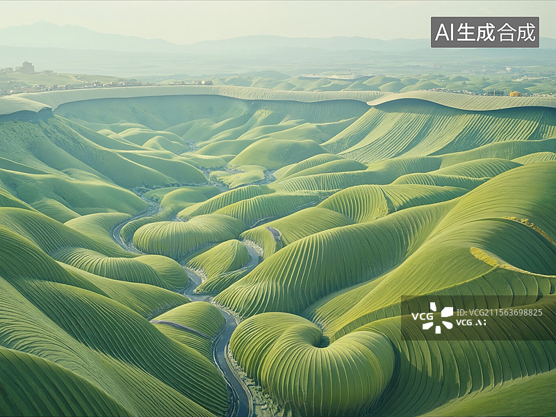 【AI数字艺术】绿色丘陵风光图片素材