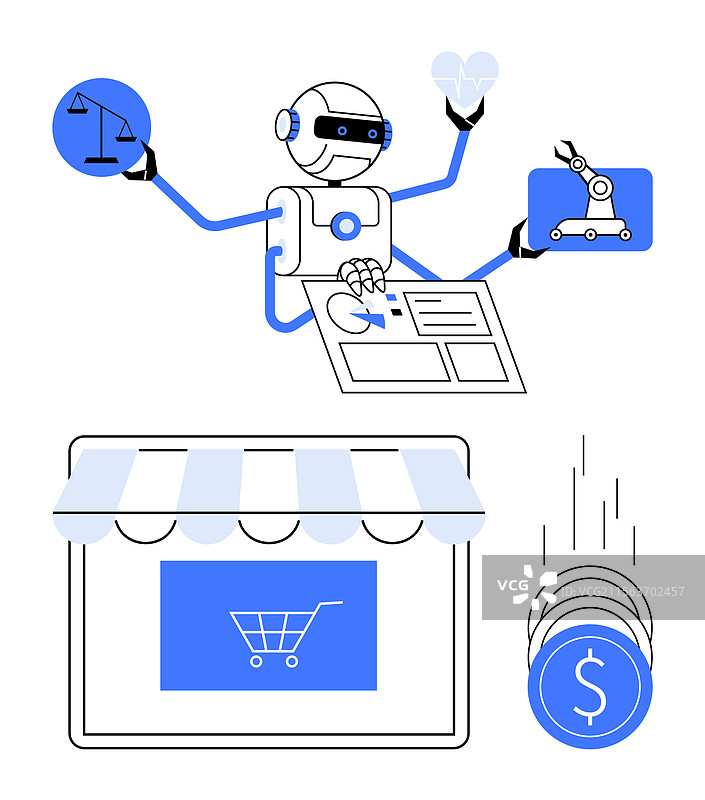 人工智能机器人整合商业解决方案与图片素材