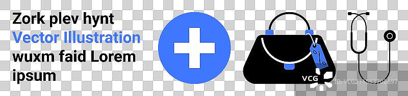 医疗包、十字标志和听诊器图片素材