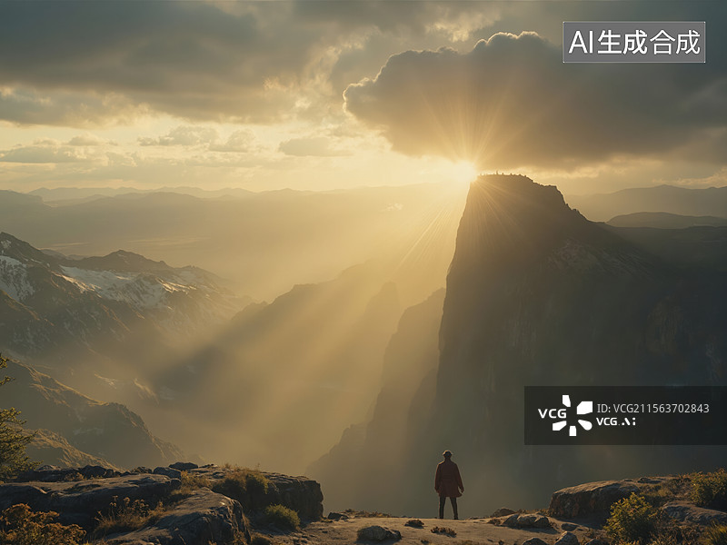 【AI数字艺术】山顶日出美景图片素材