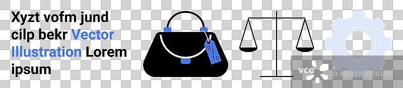 时尚手袋与平衡秤标签图片素材