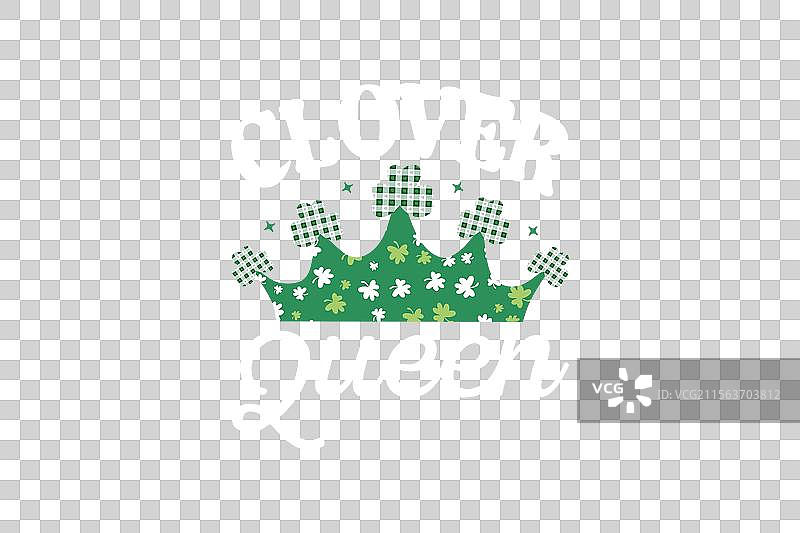 圣帕特里克节三叶草女王T恤图片素材