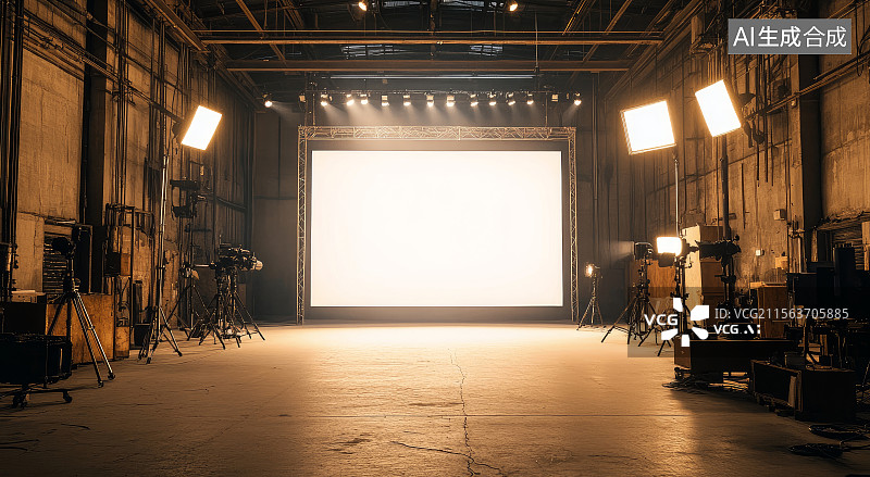 【AI数字艺术】摄影棚内拍摄设备布置场景图片素材