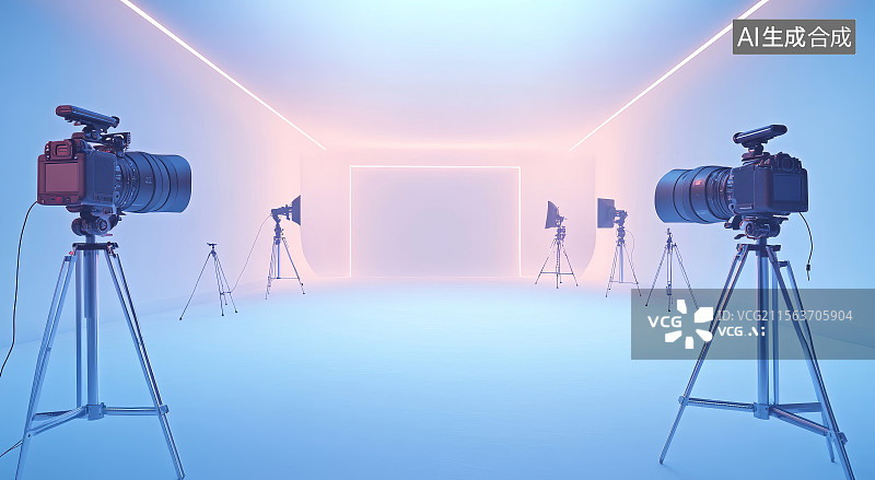 【AI数字艺术】摄影棚内拍摄设备布置场景图片素材