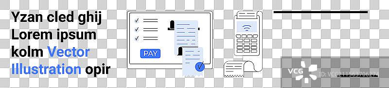数字支付流程，包括收据和卡片图片素材