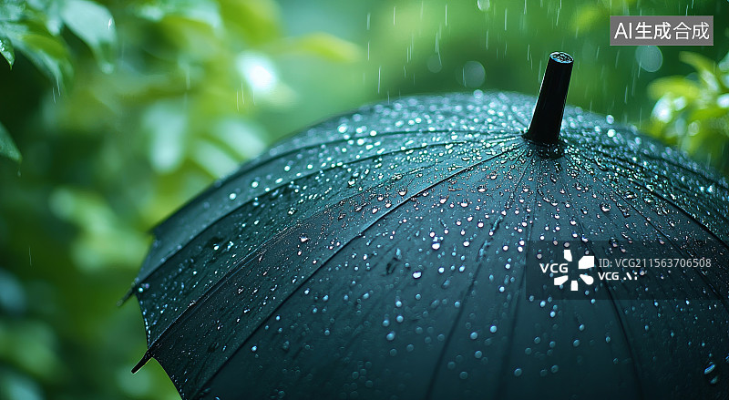 【AI数字艺术】下雨天的雨伞图片素材