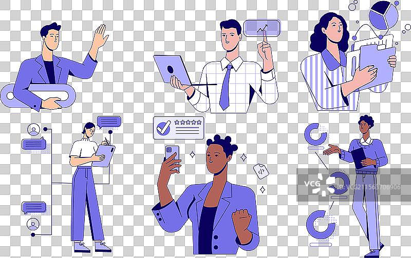 一组商业活动场景，展示公司成长图片素材