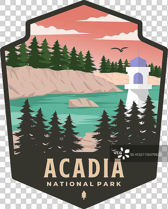 阿卡迪亚国家公园徽章设计，缅因州图片素材