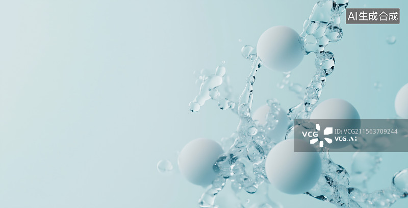 【AI数字艺术】3D三维科技医疗主题细胞分子生物学背景图图片素材