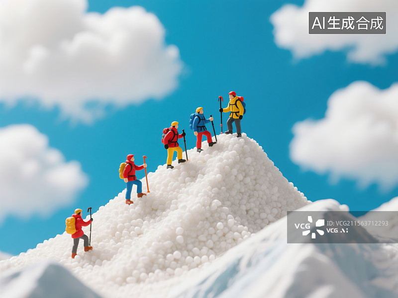 【AI数字艺术】微缩登山者勇攀雪山之巅图片素材