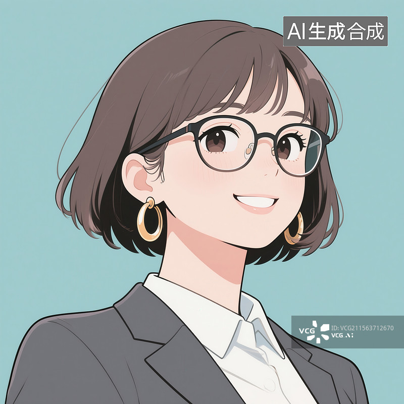 【AI数字艺术】时尚干练职场女性卡通形象图片素材
