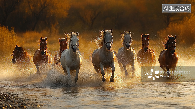 【AI数字艺术】奔腾的骏马图片素材