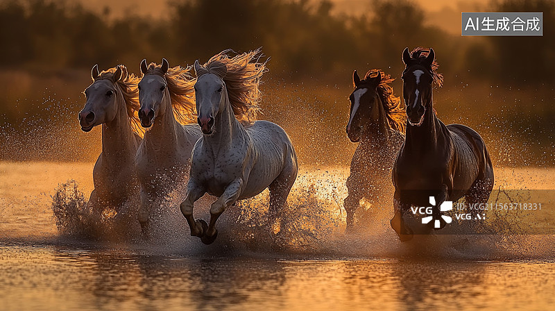 【AI数字艺术】奔腾的骏马图片素材