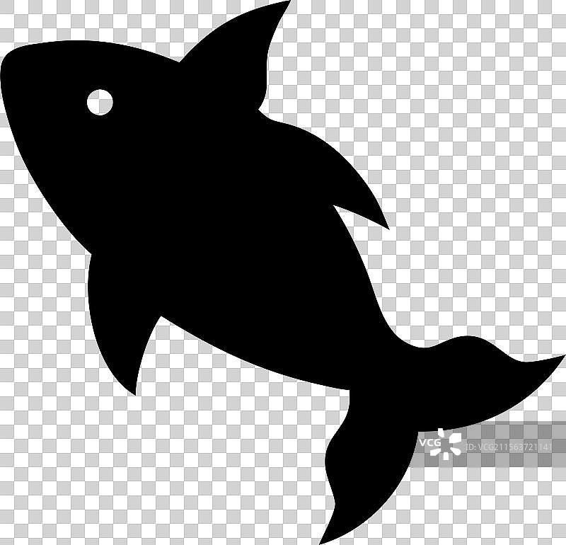 鱼图标，背景为黑白色图片素材