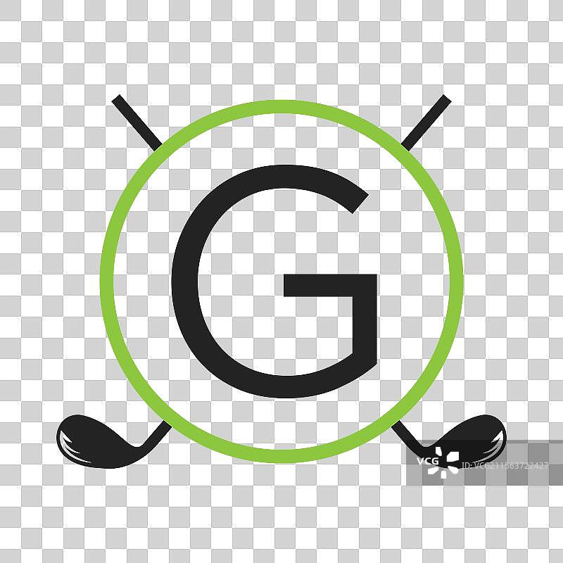 高尔夫字母G概念与曲棍球棒结合的标志图片素材