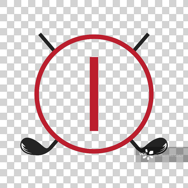 高尔夫球标志与曲棍球棒的字母i概念图片素材