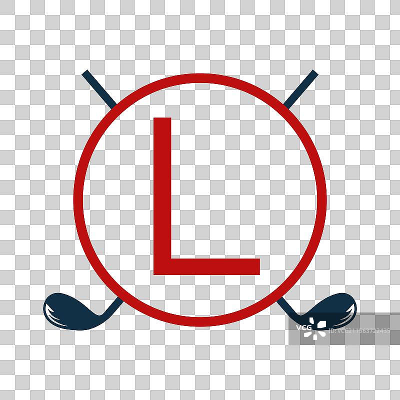 带有曲棍球棒的字母L概念高尔夫标志图片素材