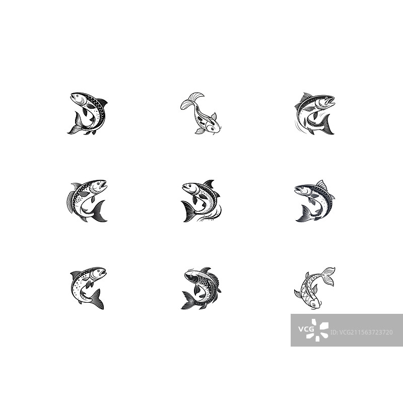 一组鱼的图标图片素材