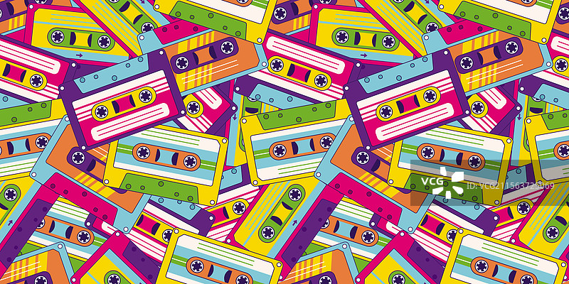 80年代90年代复古元素图案与音频图片素材