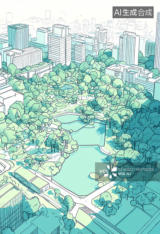【AI数字艺术】城市公园设计概念图图片素材