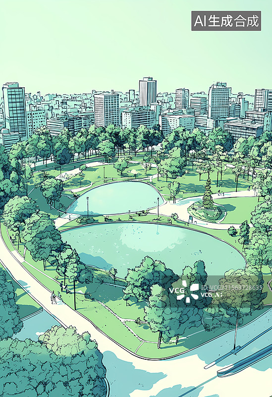 【AI数字艺术】城市公园设计概念图图片素材