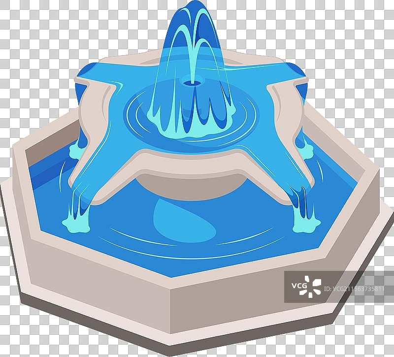 六角形上的蓝色喷泉图片素材