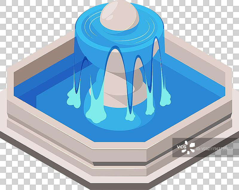 蓝色喷泉的等距图图片素材