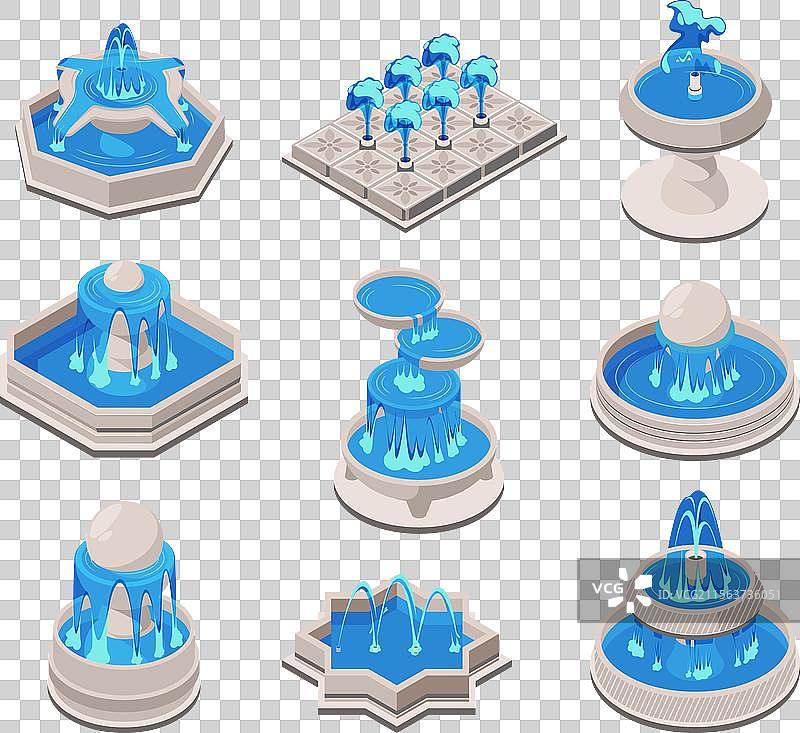 各种等距水泉的集合图片素材