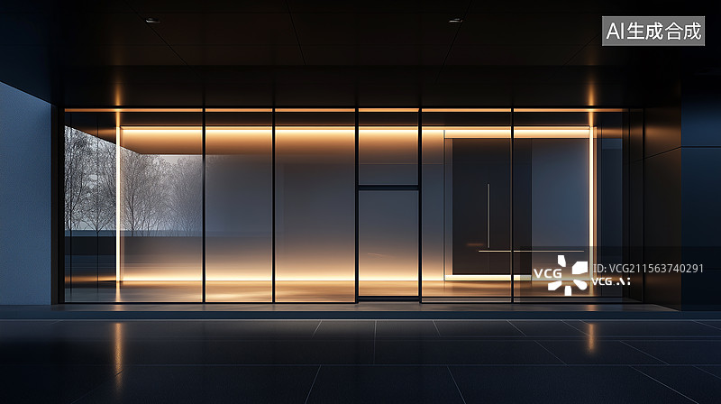 【AI数字艺术】暗调未来感高端展厅场景图片素材