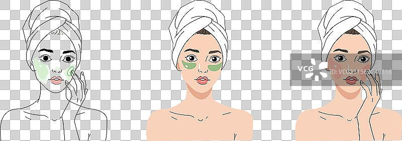 护肤程序，包括面膜和保湿。图片素材