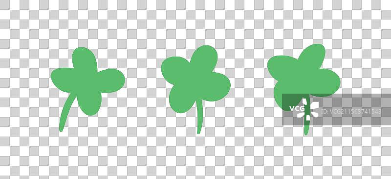 绿色三叶草涂鸦手绘图标轮廓图片素材