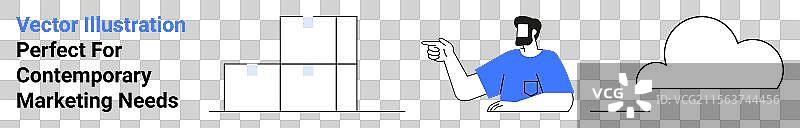 一个人指着旁边堆叠的箱子图片素材