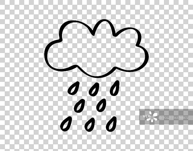 手绘雨云图标轮廓图片素材
