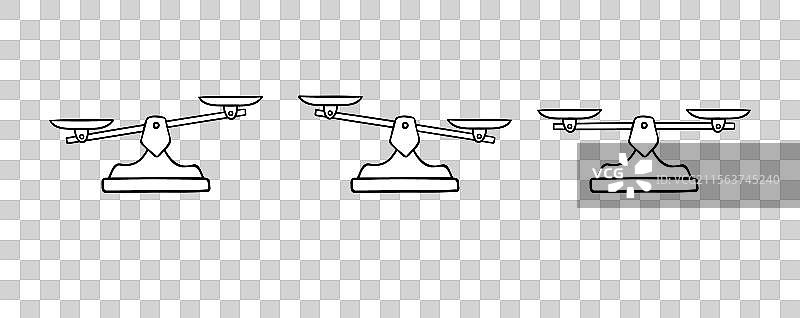 手绘的天平涂鸦元素轮廓图片素材