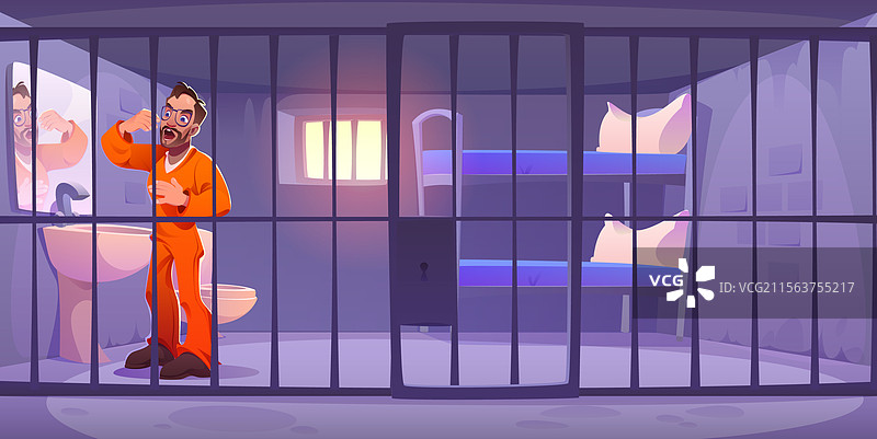 监狱牢房中的罪犯角色图片素材