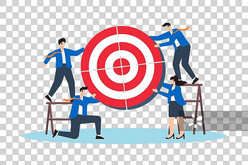 扁平化的商务人士连接目标靶心图片素材