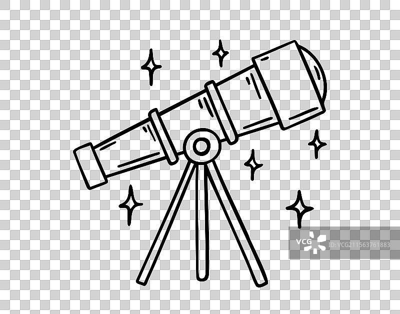 望远镜涂鸦手绘图标轮廓画图片素材