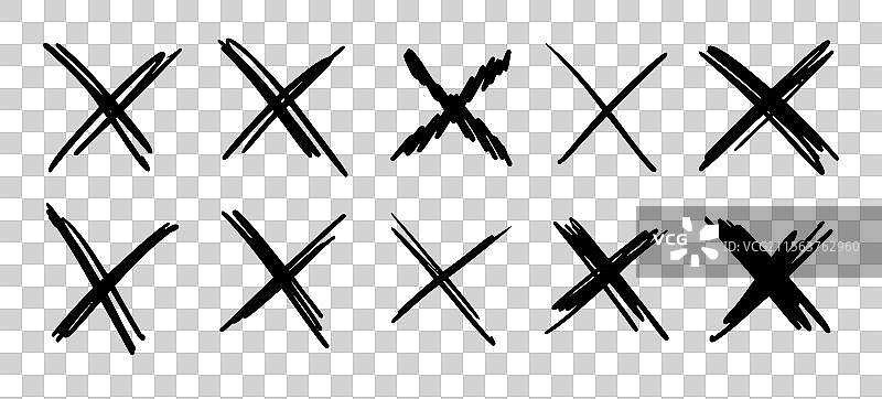 涂鸦涂写的交叉线，用于划掉或标记文本图片素材