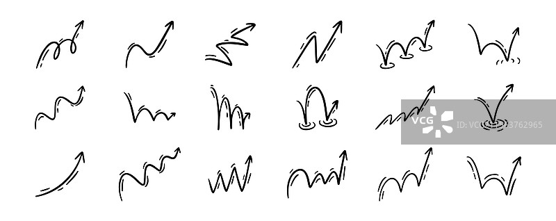 弹跳效果箭头涂鸦集 漫画与漫画风格图片素材