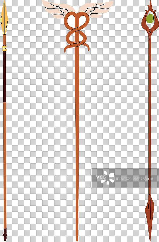 古代长矛和权杖套装历史武器图片素材