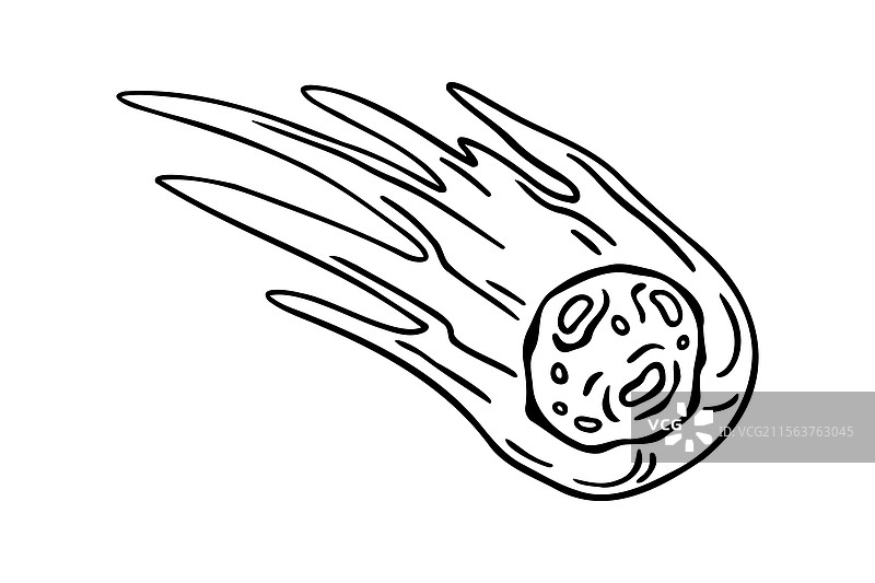 手绘的陨石或小行星坠落涂鸦图片素材