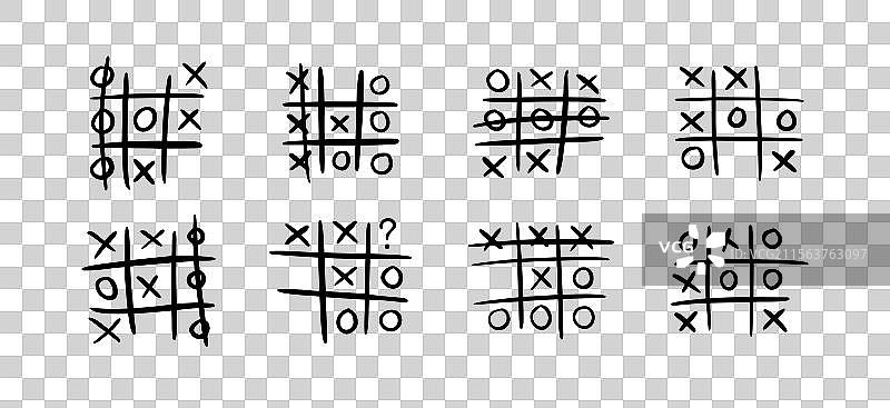 手绘井字游戏涂鸦，X-O儿童图片素材