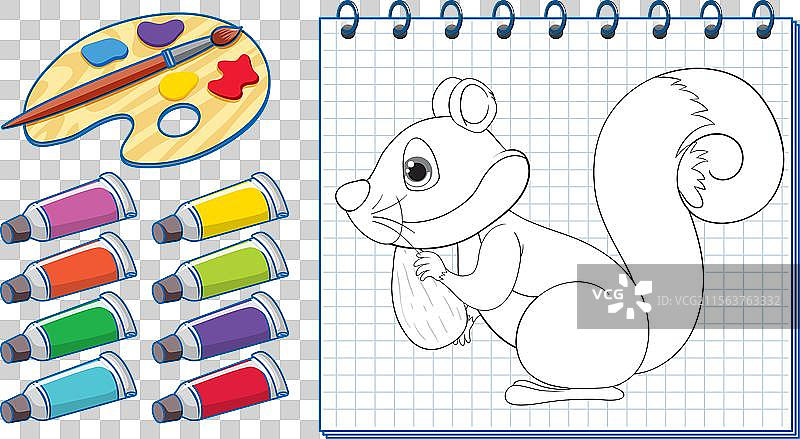 拿着彩色工具的松鼠图片素材