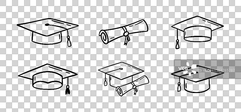 手绘毕业帽图案集合图片素材