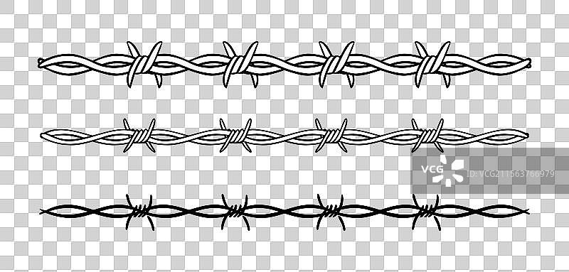 孤立的铁丝网模板边框带刺铁丝图片素材