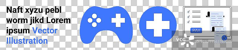 数字游戏、医疗保健和在线支付图片素材