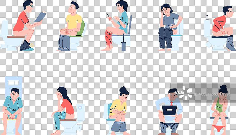 男女坐在马桶上图片素材