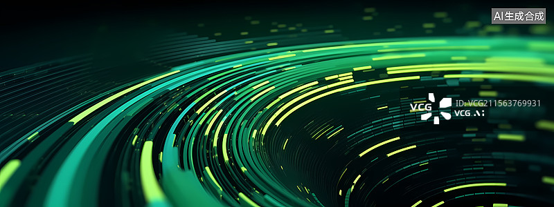 【AI数字艺术】绿色线条构成的螺旋图案图片素材