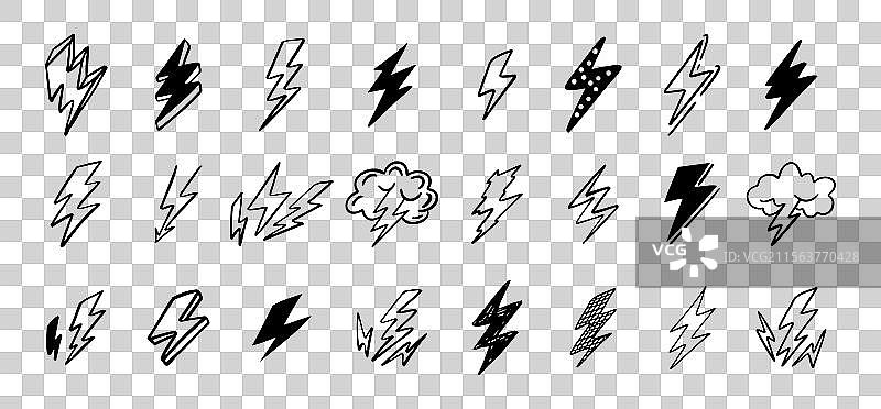 涂鸦风格的闪电线条艺术手绘图图片素材