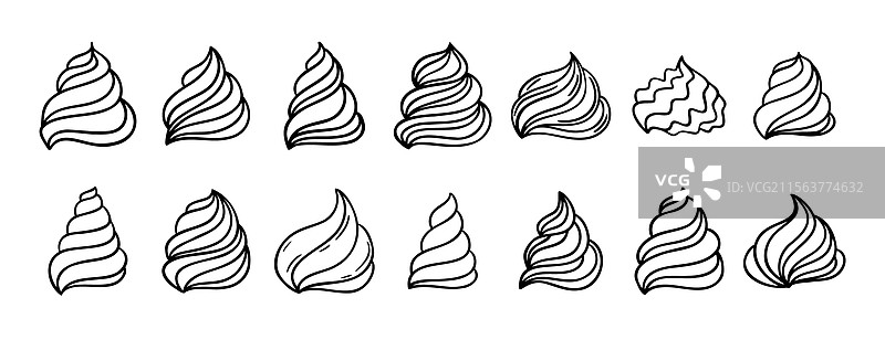 手绘蛋糕或冰淇淋用的奶油涂鸦图片素材